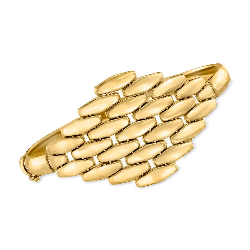 Simple beaded bracelets for ladies -Ross-Simons Italian 14kt Yellow Gold Panther-Link Bangle Bracelet