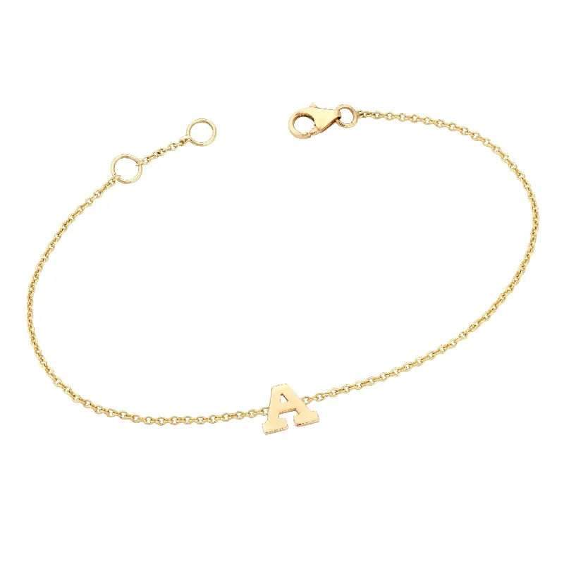 Ladies rose quartz bracelets -Gold Initial Bracelet