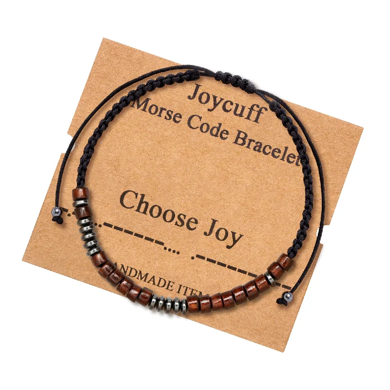 Ladies engraved bracelets -Choose Joy Morse Code Bracelet for Women Inspirational Gift for Her