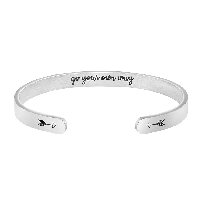 Long layered bracelets for ladies -Go Your Own Way Hidden Message Cuff Bracelet