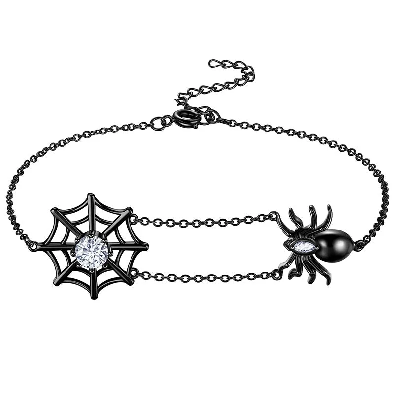 Modern gold bangle bracelets for ladies -Women Halloween Spider Bracelets Spider Web Tarantula Anklets Cosplay Party Jewelry