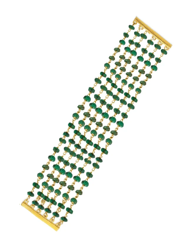 Ladies moonstone bracelets -18k Gold Multi Strand Emerald Statement Bracelet