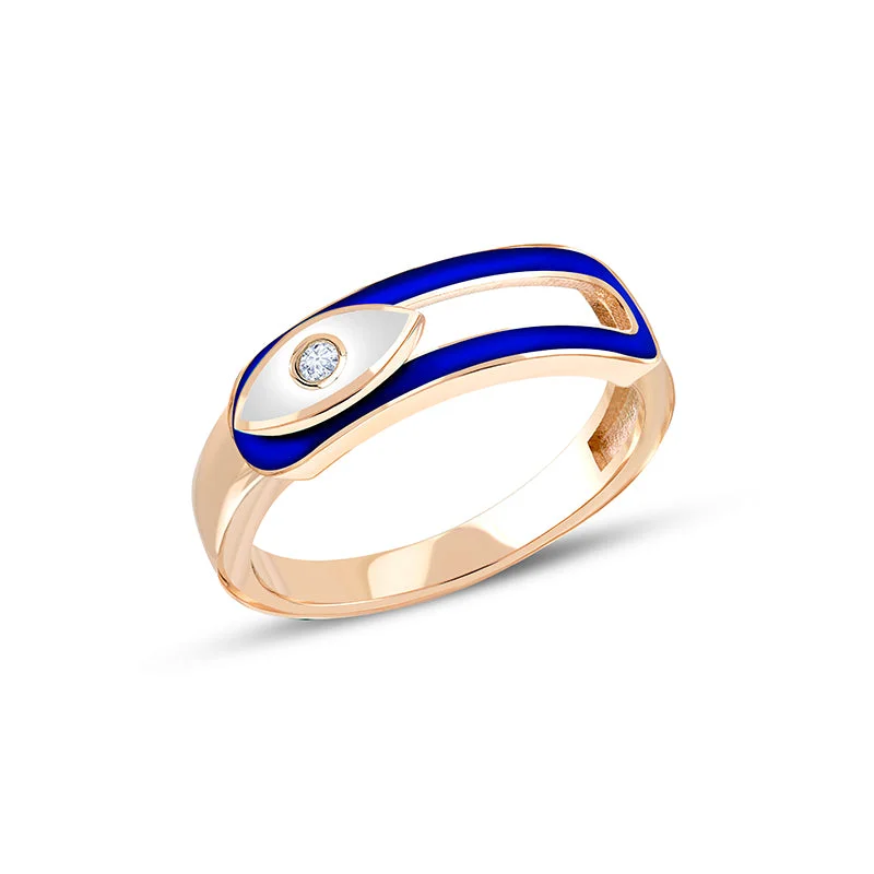 ladies rings for vintage charm -Sideways Shift Evil Eye Ring