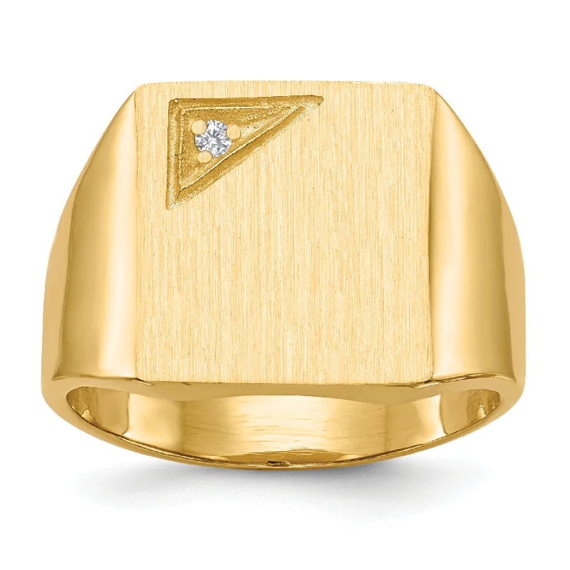 ladies rings with turquoise stone -14K Yellow Gold 14.0X13.0mm Closed Back A Diamond Men'S Signet Ring