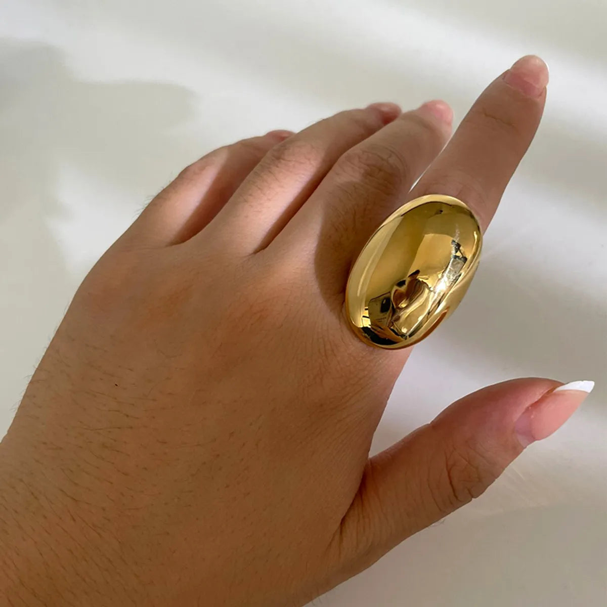 ladies rings simple delicate charm -Wholesale Jewelry Artistic Oversized Commute Geometric Solid Color 316L Stainless Steel  18K Gold Plated Rings