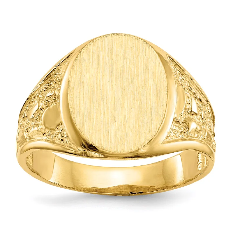 ladies rings elegant gold tone -2nd of CUSTOM ORDER MICHEL BOLLI - 14K Yellow Gold 15.0x11.5mm Open Back Men's Signet Ring