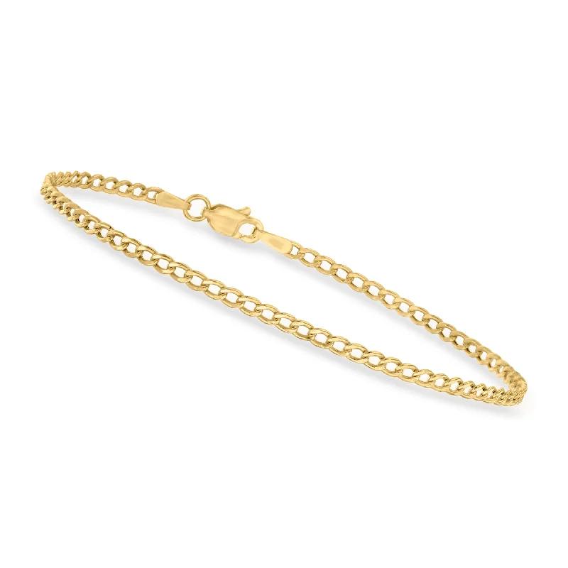 Ladies sterling silver bracelets -Canaria 2.3mm 10kt Yellow Gold Curb-Link Bracelet