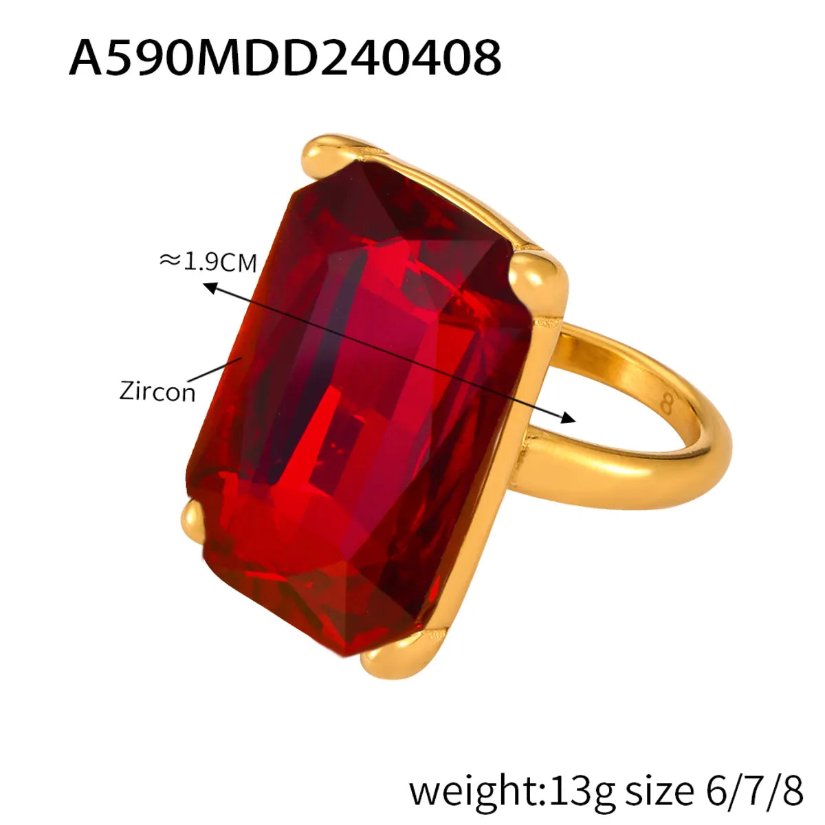 Gold Red Zirconium Ring