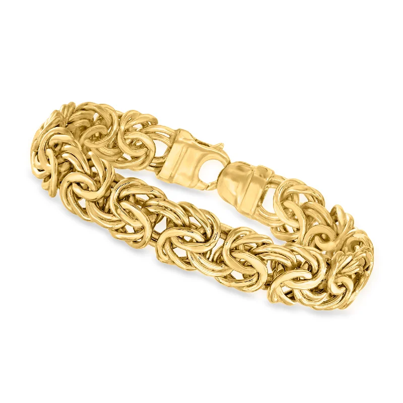 Trendy beaded bracelets for women -Canaria 10kt Yellow Gold Large Byzantine Bracelet