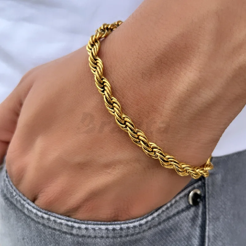 Ladies moonstone bracelets -Rope Chain Bracelet in Gold Plated  (8 Inch)