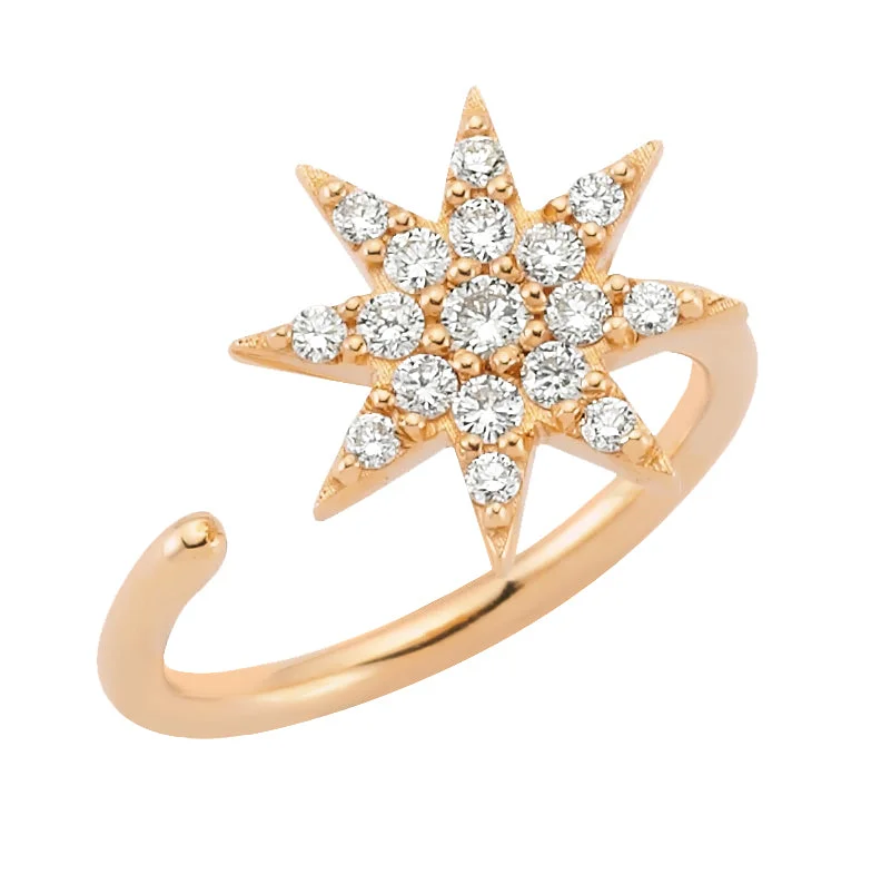 ladies rings with turquoise stone -VENUS STAR GOLD DIAMOND RING