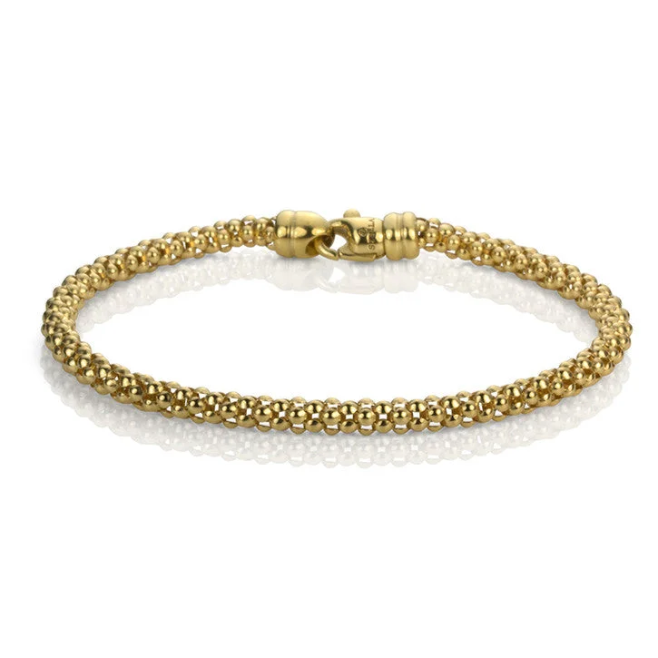 Modern charm bracelets for ladies -18K Yellow Gold Bead Link Bracelet