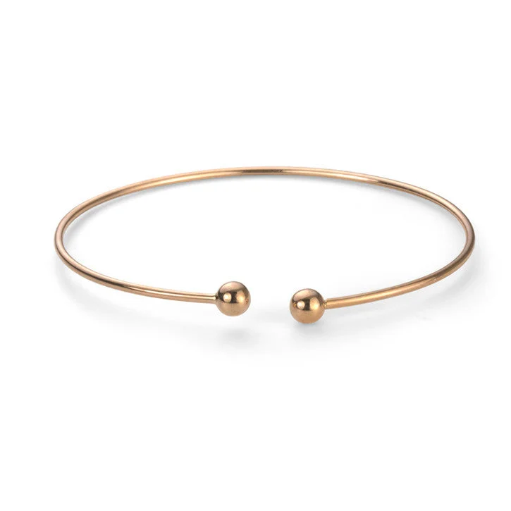 Chunky gold bracelets for women -14K Rose Gold Thin Sphere Bangle