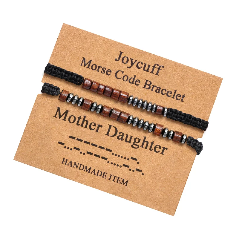 Elegant pearl bracelets for women -Mother Daughter Morse Code Bracelet for Women Inspirational Gift for Her