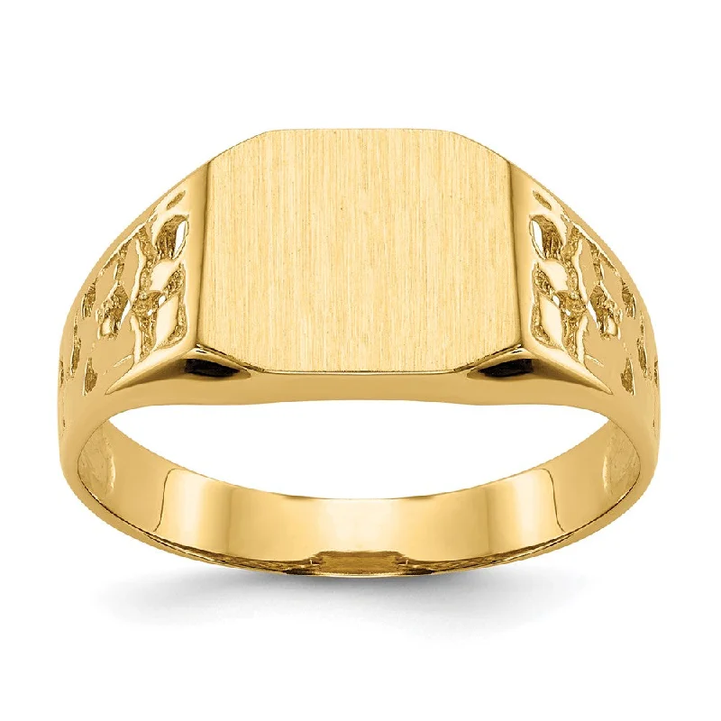 ladies rings white gold finish -14K Yellow Gold 9.0x10.5mm Open Back Men's Signet Ring