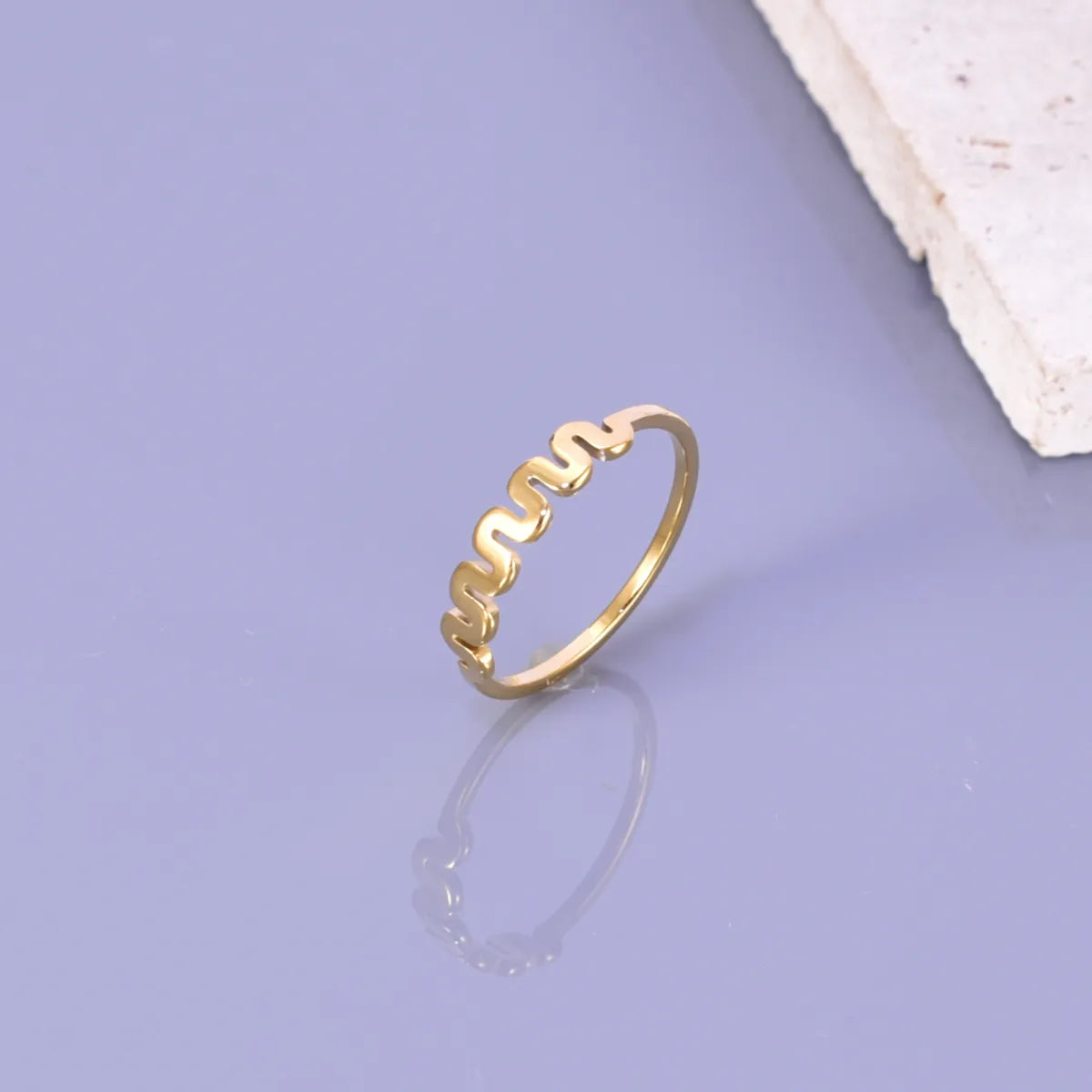 ladies rings dainty subtle charm -Simple Style Solid Color 304 Stainless Steel Titanium Steel 18K Gold Plated Rings In Bulk