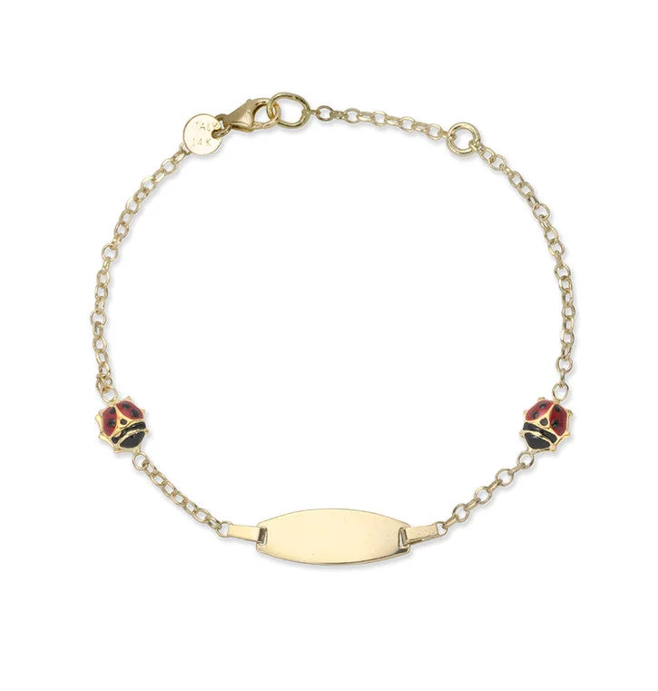 Ladies sapphire bracelets -14K Yellow Gold Ladybug ID Bracelet