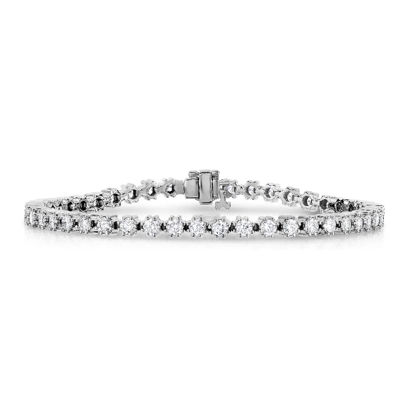 Ladies engraved bracelets -4 cttw Diamond Tennis Bracelet 14K White Gold Classic 8 Prong Round 7 Inch