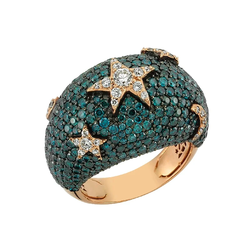 ladies rings with arrow design -SIRIUS STAR GOLD BLUE DIAMOND RING