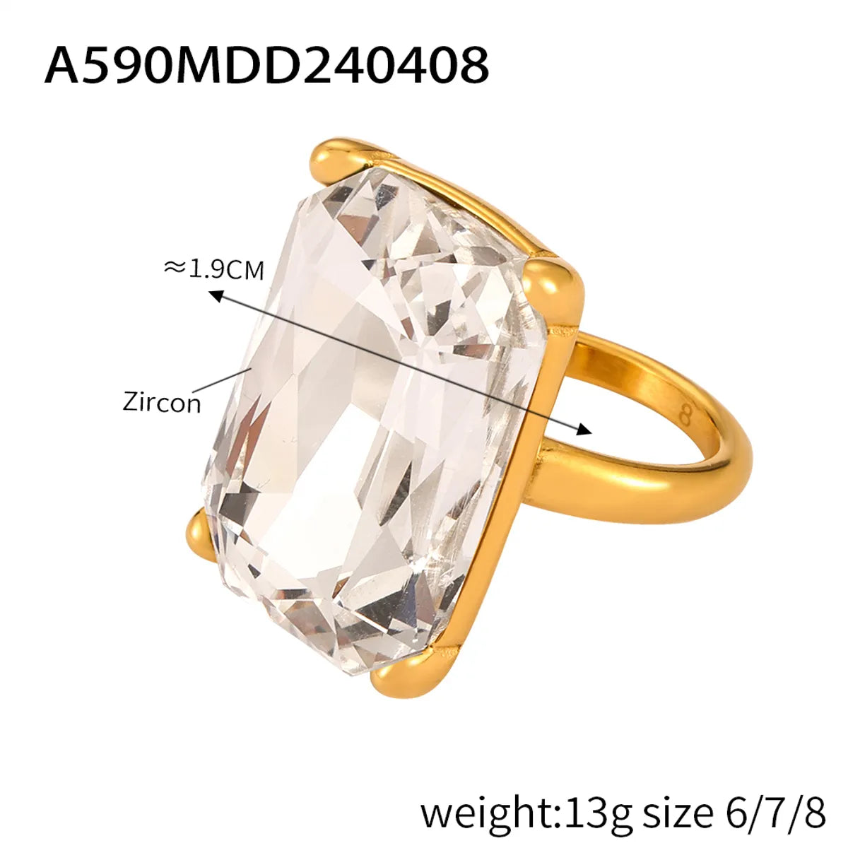 Gold White Zirconium Ring