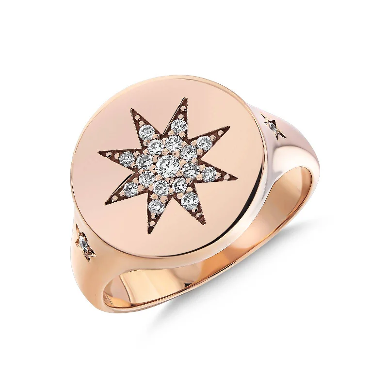 ladies rings with opal shimmer -VENUS STAR GOLD DIAMOND RING