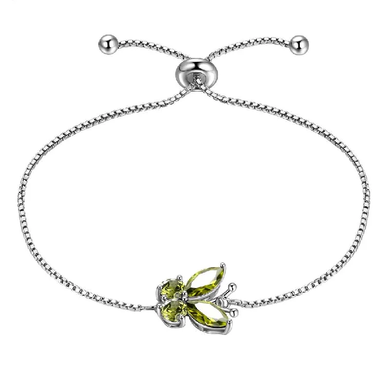 Ladies asymmetrical bracelets -Butterfly Bracelet Birthstone August Peridot Women Girls Jewelry Birthday Gift