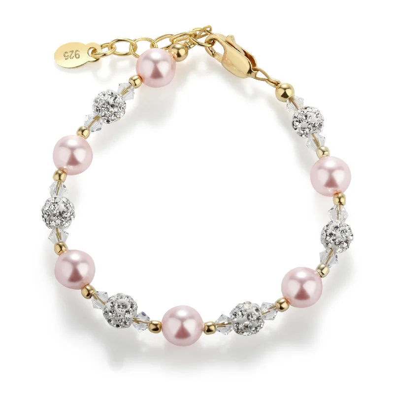 Boho wrap bracelets for women -SALE! 14K Gold-Plated Pink Pearl Bracelet for Baby and Kids