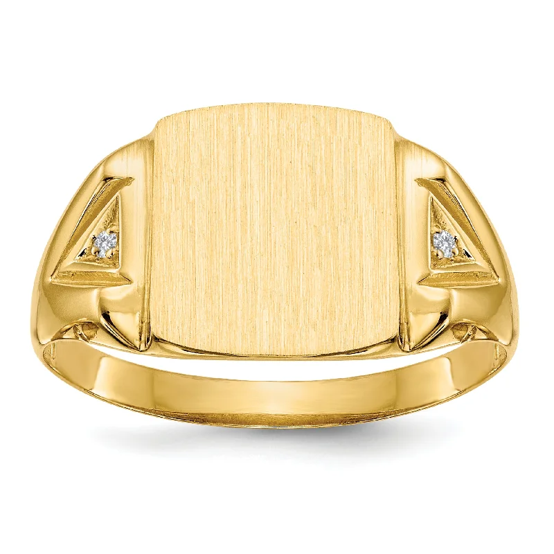 ladies rings with moonstone glow -14K Yellow Gold 12.0X11.0mm Open Back Aa Diamond Men'S Signet Ring