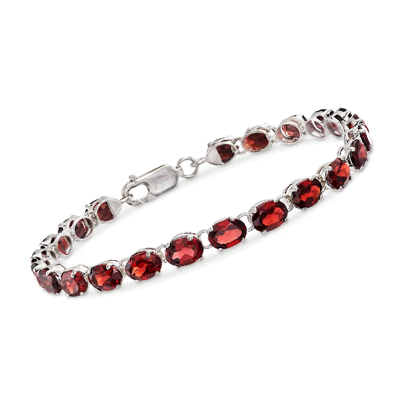 Ladies leather wrap bracelets -Ross-Simons Oval Garnet Bracelet in Sterling Silver