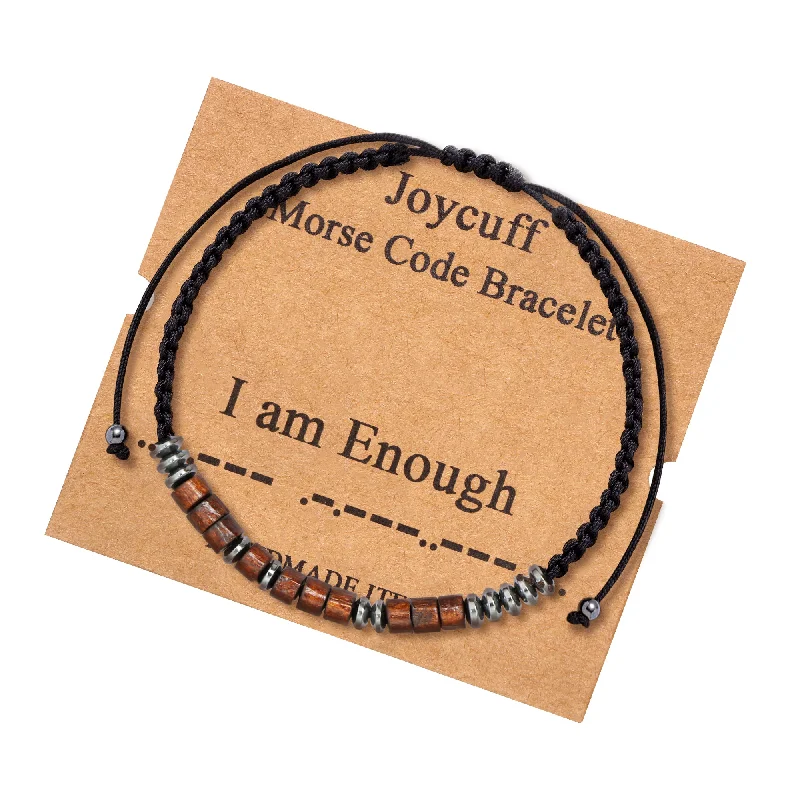 Ladies elegant tennis bracelets -I am Enough Secret Message Morse Code Bracelet Motivational Jewelry for Her