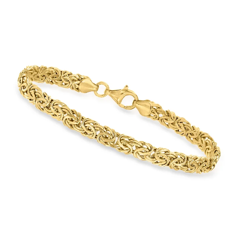 Minimalist silver bracelets for women -Canaria 10kt Yellow Gold Byzantine Bracelet