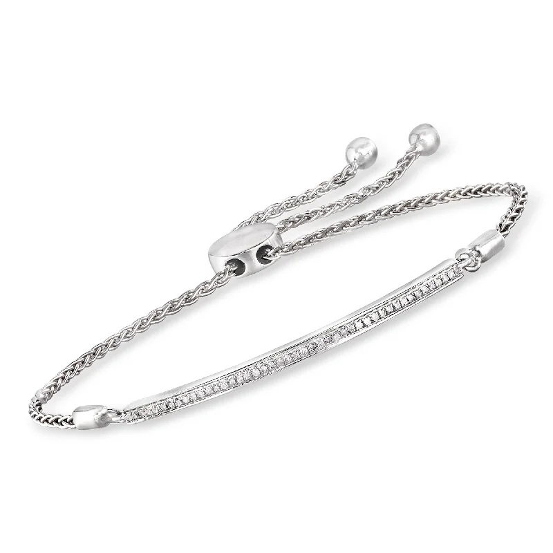 Ladies topaz bracelets -Ross-Simons Diamond Bar Bolo Bracelet in Sterling Silver