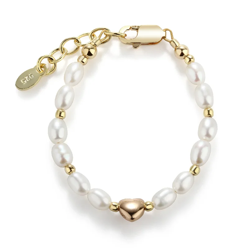 Ladies opal bracelets -14K Gold-Plated Pearl Heart Bracelet for Babies or Kids