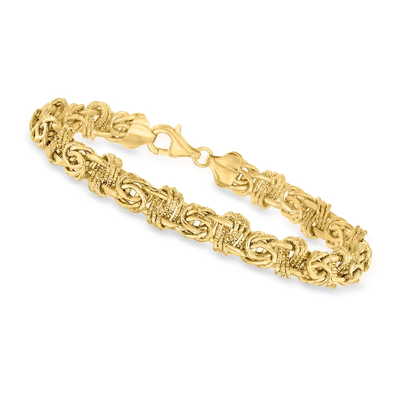 Ladies emerald bracelets -Canaria 10kt Yellow Gold Flat Modified Byzantine Bracelet