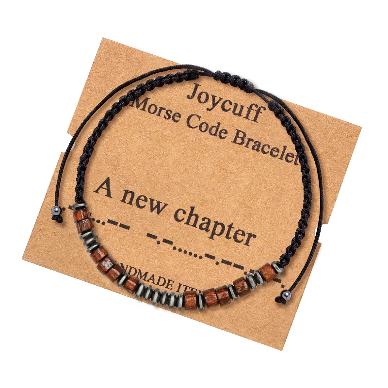 Ladies delicate gold bracelets -A New Chapter Morse Code Bracelet New Start Gift Graduation Jewelry for Her