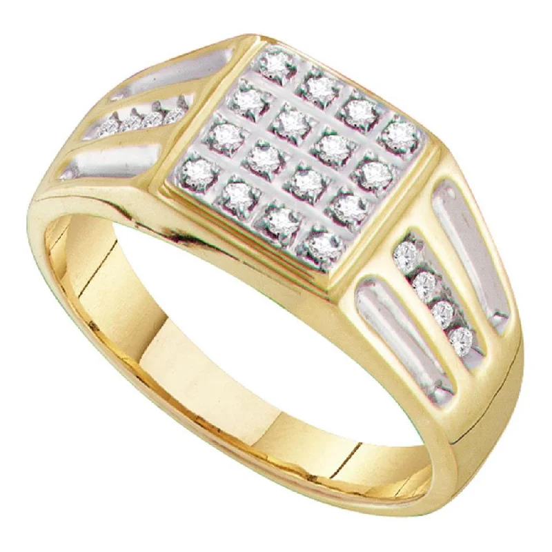 ladies rings affordable luxury -1/4 Ct. Natural Diamond Men's Statement Ring in Solid 10K Yellow Gold