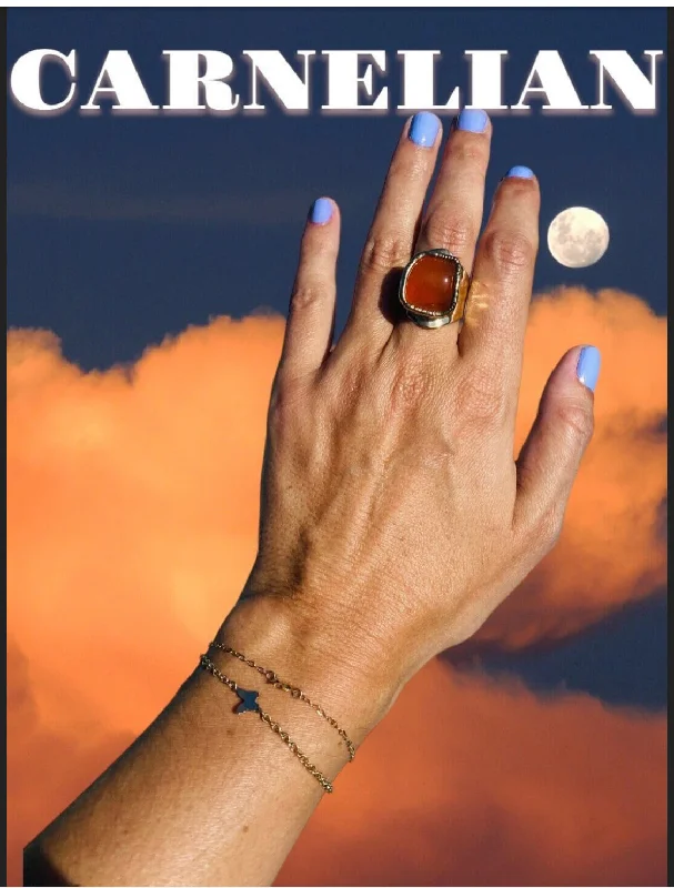 ladies rings for special occasions -Carnelian Cuff Statement Ring | Unique| Handmade  Overlay Gold| genuine gemstone ring