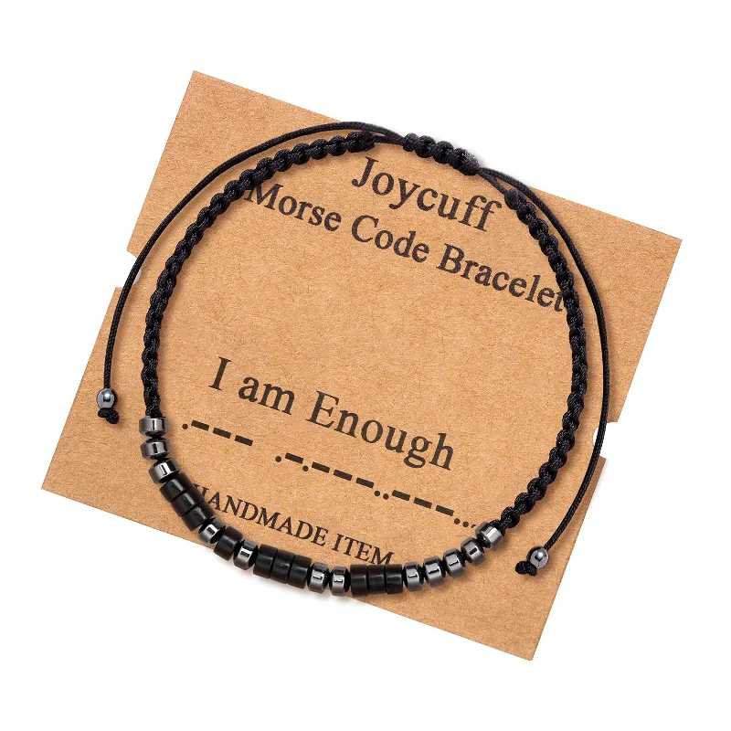 Elegant chain bracelets for ladies -I am Enough Morse Code Bracelet Thinking Gift BFF Jewelry for Her Mother's Day Gift