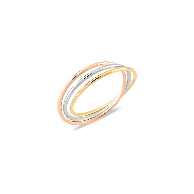 ladies rings infinity symbol charm -Tri Tone Simple Ring