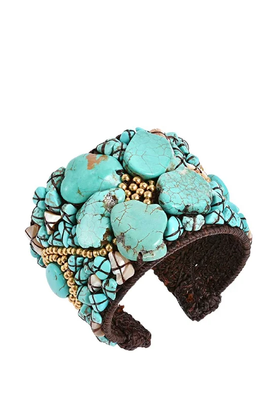 Ladies onyx bracelets -Turquoise Statement Cuff Bangle