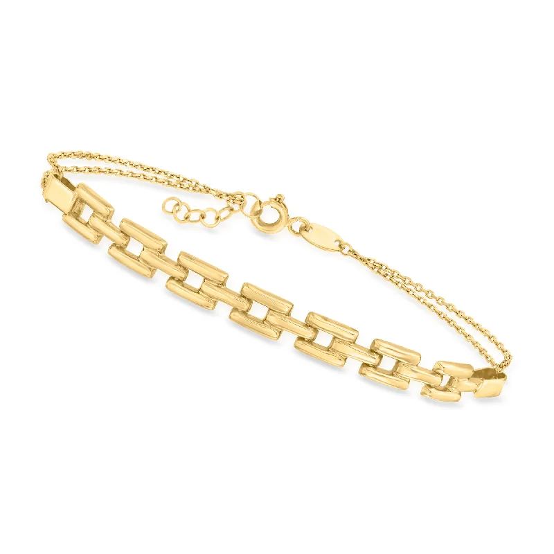 Ladies boho charm bracelets -Canaria 10kt Yellow Gold Panther-Link Centerpiece Bracelet