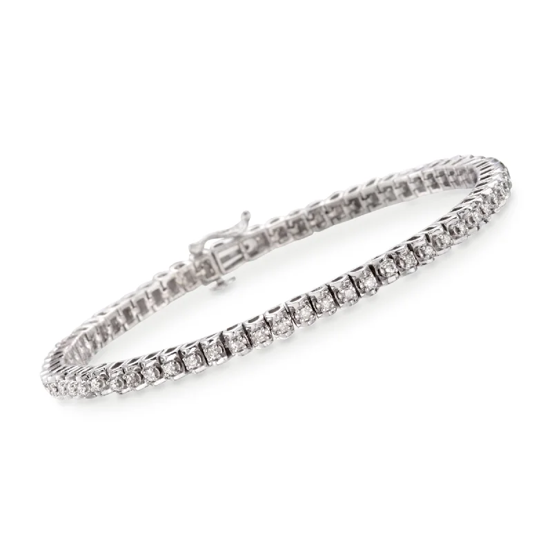 Ladies beaded bracelets -Ross-Simons Diamond Tennis Bracelet in Sterling Silver