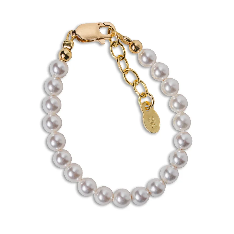 Classic pearl cuff bracelets for ladies -Audrey-14K Gold-Plated Pearl Bracelet with Simulated Pearls for Babies, Toddlers and Little Girls