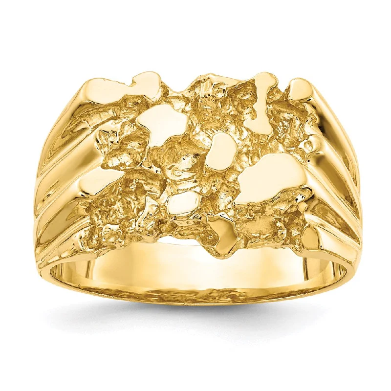 ladies rings stackable fashion set -14K Yellow Gold Men's Nugget Ring