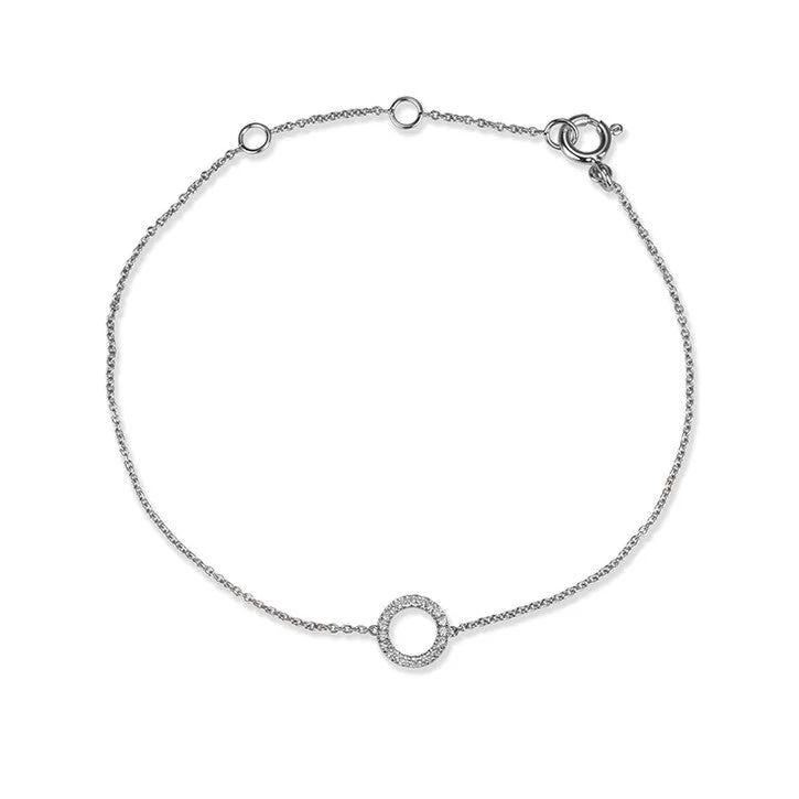 Ladies opal bracelets -14K White Gold Petite Diamond Circle Bracelet