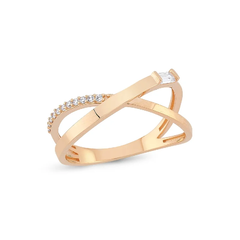 ladies rings heart shaped romance -Duet Baguette Ring