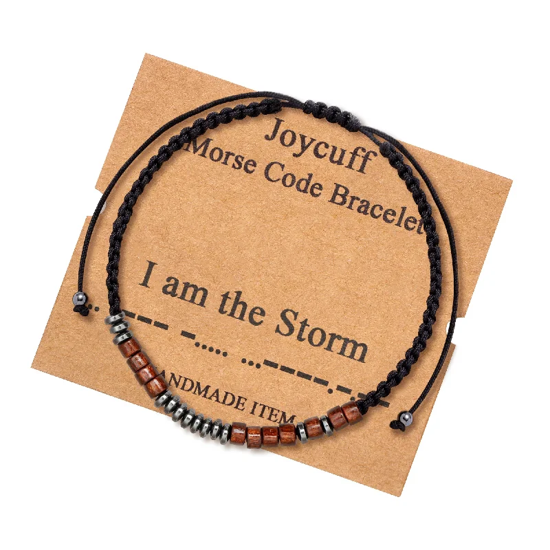 Ladies tribal bracelets -I am The Storm Morse Code Bracelet  Inspirational Jewelry Gift for Her