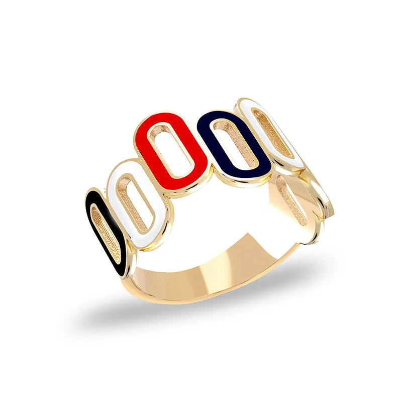 ladies rings rose gold trendy -Rainbow Ovals Ring