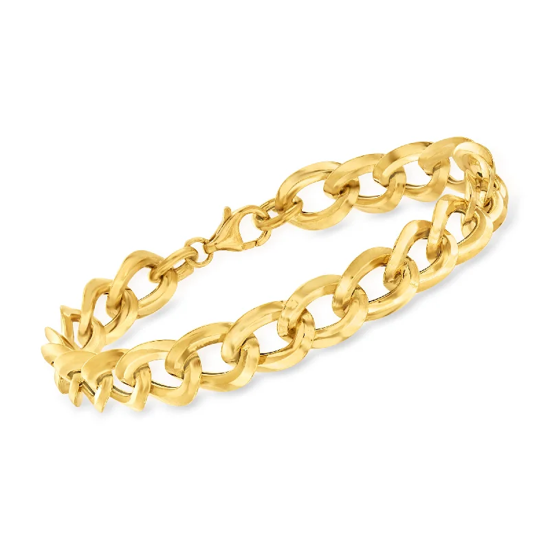 Vintage chain bracelets for women -Ross-Simons Italian 18kt Yellow Gold Curb-Link Bracelet