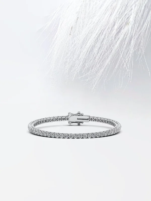 Simple silver charm bracelets for women -10.25 Round Cut Tennis Moissanite Diamond Bracelet For Women